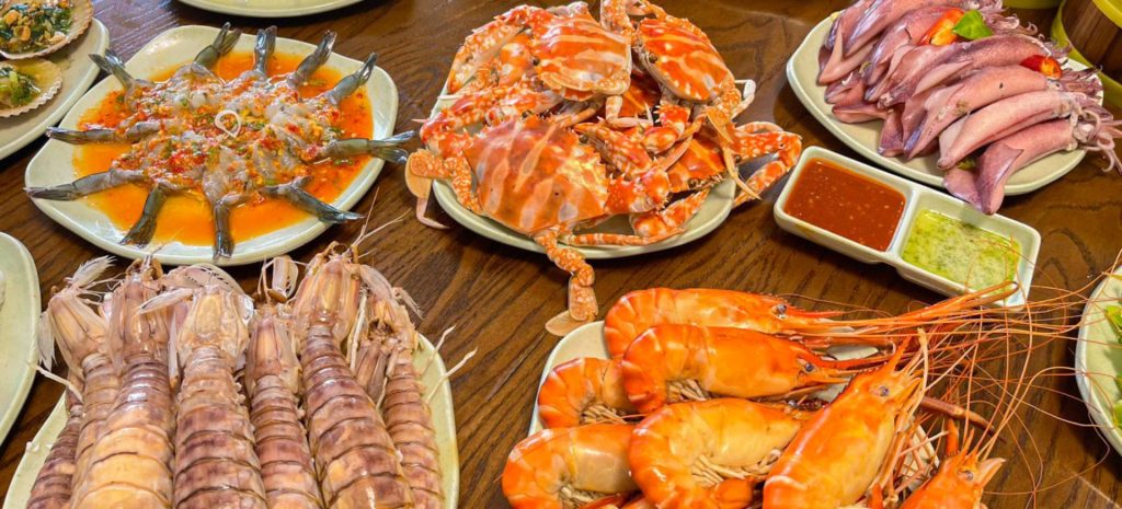 Fresh seafood served at local restaurant