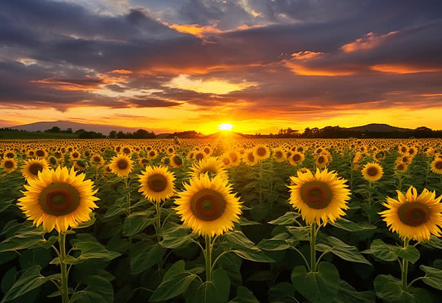 Close-up photo of sunflower and chrysanthemum fields.