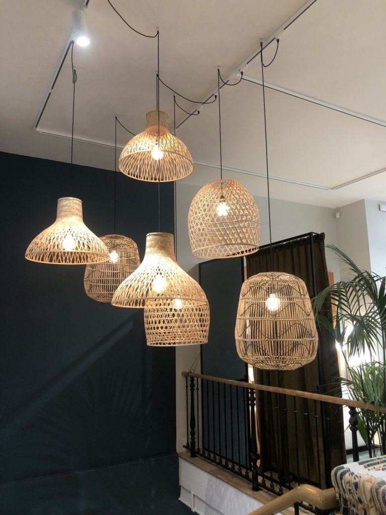Lanterns hanging indoors or in a homestay environment