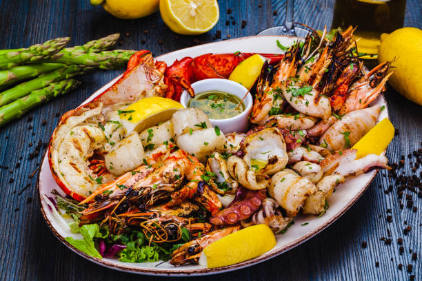 Fresh grilled seafood platter
