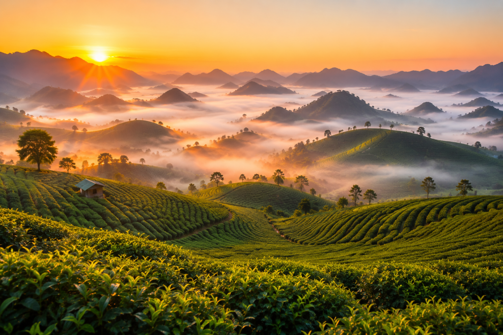 Moc Chau 3D2N Private Tour overlooking tea plantations in Northwest Vietnam